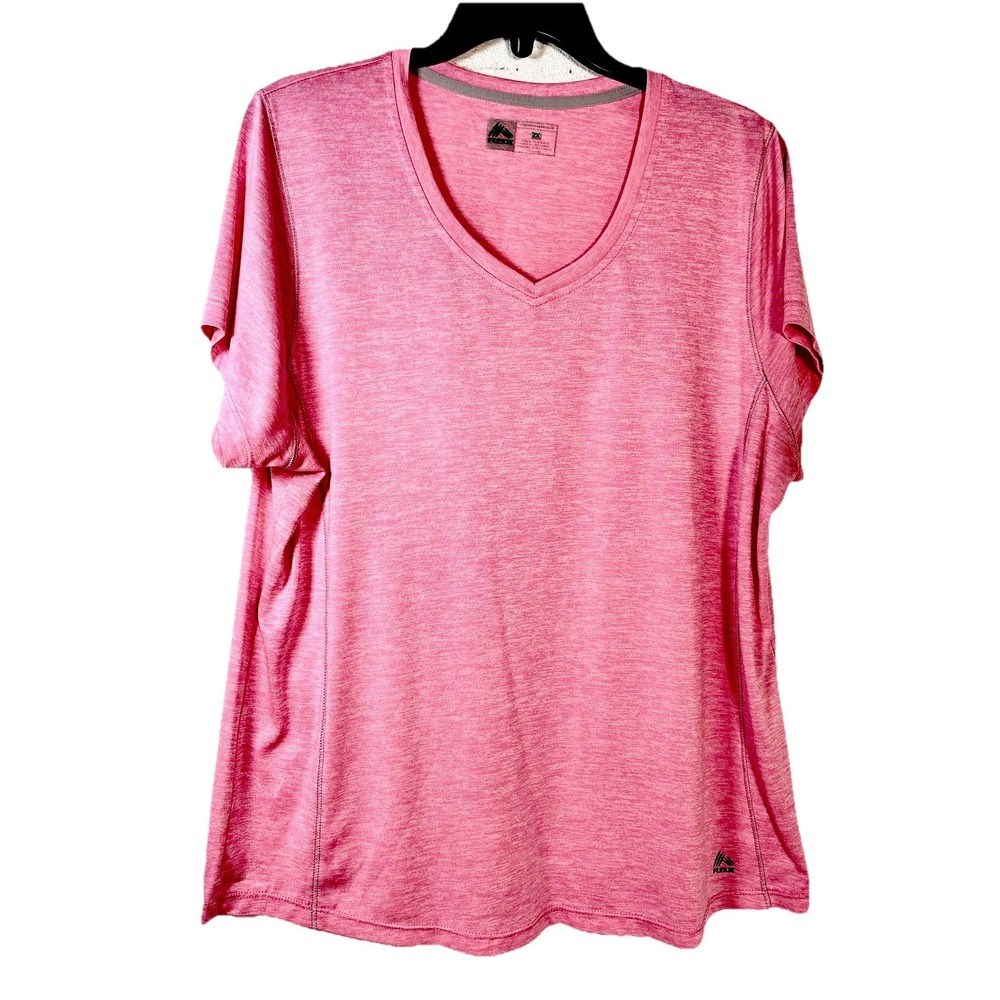 RBX  Performance womens activewear top Pink 2XL V Neck